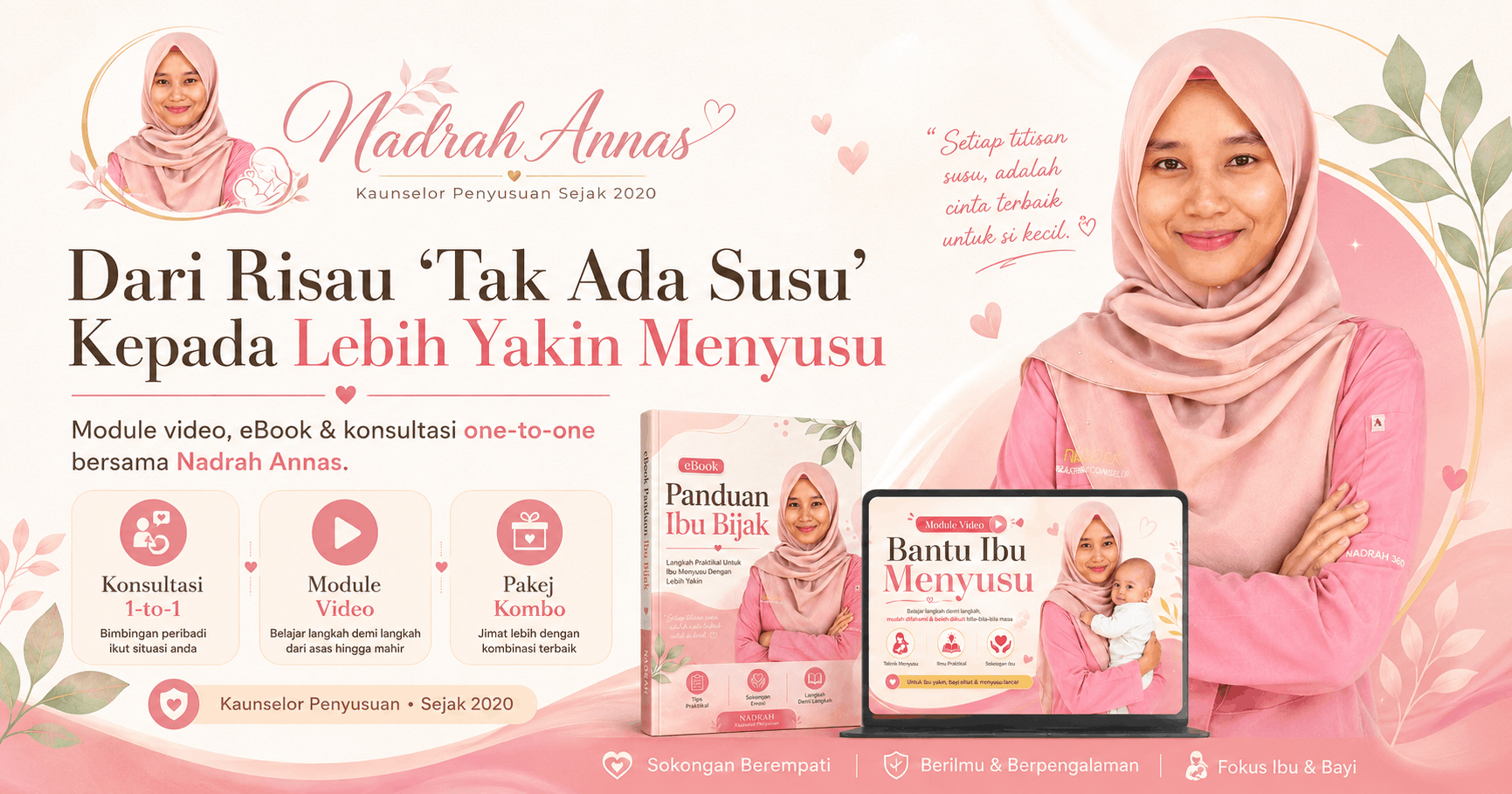 Banner Nadrah Annas dari risau tak ada susu kepada lebih yakin menyusu